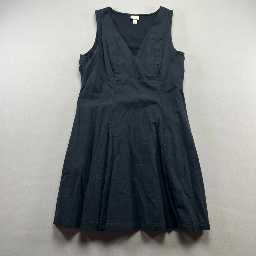 A New Day Fit & Flare Dress Womens 10 Black Side Zip Fitted Bodice Sleeveless
